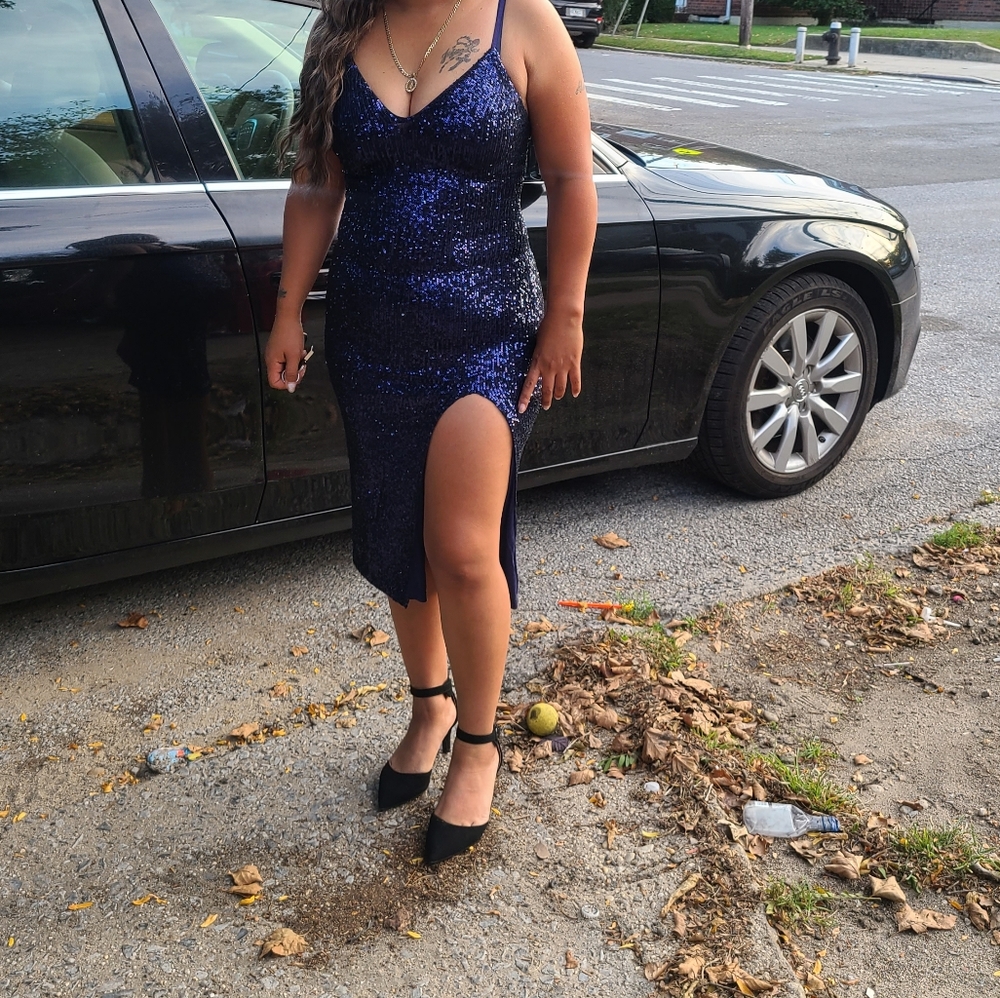 Blue sequin dress
